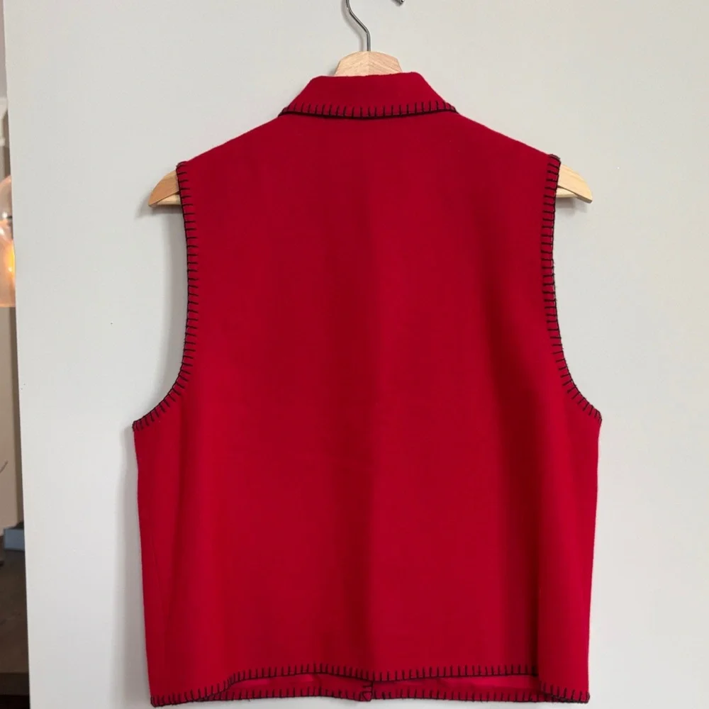 Talbots Red‎ Embroidered Folk Vest Wool
